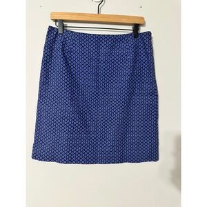 L.L.Bean Women Size 6 Favorite Fit Blue Geometric‎ Print Knee Length Skirt
